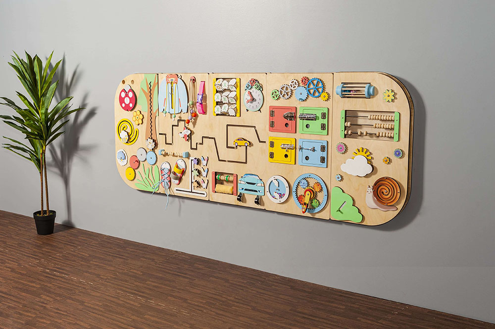 Wall mounted busy board activity panels for adults living with dementia