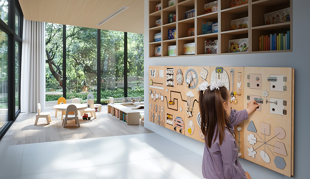 Sensory wall panels for autism therapy center